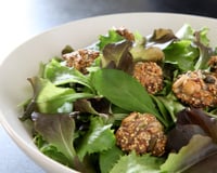 Croquettes de graines sur lit de jeunes pousses