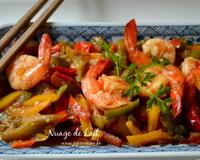 Crevettes piquantes façon asiatique.Une recette proposée par Joëlle du blog 'Nuage de lait'.