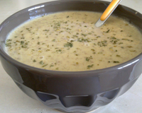 Velouté de lentilles et pommes de terre au fromage de chèvre