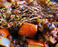 Mijoté de potimarron, tomates, oignons et lentilles vertes