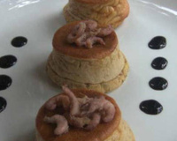 Gratin de crevettes grises, de thon et son flan d'aneth