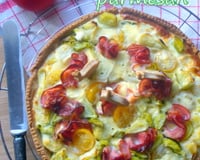 Tarte aux poireaux bacon fumé et parmesan