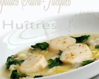 Soupe d'huitres et Saint-Jacques aux poireaux et gingembre
