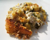 Crumble de courgette au petit Billy et pimprenelle