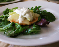 Tartelette fine, poire fenouil et mousse au Roquefort