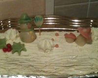 Bûche au chocolat blanc et mousse de framboises