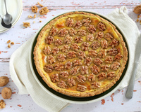 Tarte crème pâtissière à l’orange et Noix de Grenoble AOP