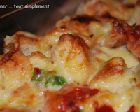 Gratin de pain perdu chorizo - poivron - comté