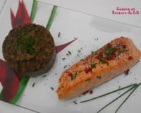 Saumon à l'unilatéral et lentilles vertes du Puy