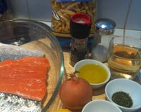 Queue de saumon de Norvège et Casareccia aux tomates