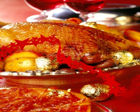 La petite oie farcie aux pommes, châtaignes et sa tatin d'échalotes