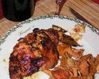 Une excellente recette de girolles que j'ai accompagné d'un bon vin d'Espagne...Sans oublier le canard !