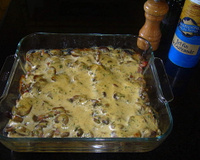 Gratin de champignons de Paris au jambon