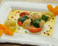 Saint-Jacques aux Agrumes et à la Compotée de Poireaux