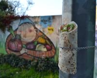 Wrap au fromage frais, concombre, saumon et salade verte