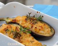 Aubergines farcies au poisson et à la féta