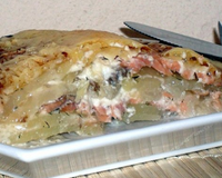 Gratin de truite fumée au céleri-rave