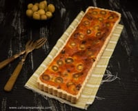 Tarte à la ricotta, tomates séchées et olives