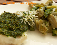 Une recette on ne peut plus printanière tout d'abord par sa couleur : le vert qui habille de nouveau la nature se retrouve dans l'assiette sur ce cabillaud vêtu d'un…