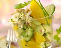 Verrine de crabe et d'agrumes méli mélo