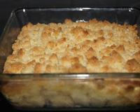 Base de banane marsala (liqueur italienne) et une pâte crumble à l'amande.