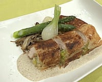 Croustillant de suprême de pintade à la crème de champignons