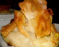 Aumônières de crabe à la fondue de poireaux