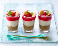 Verrines fraîcheur de Floraline, rhubarbe et framboises