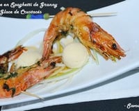 Crevette Epicée en Spaghetti de Granny sur sa Glace de Crustacés