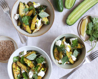 Salade de concombre de France au sésame et chèvre frais