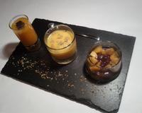 Sorbet-Minute, Gaspacho Pur Fruit et Sauté chocolaté de Kaki.