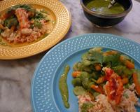 Salade proposant l'alliance du crabe royal et des légumes, des fruits et des épices, habituellement utilisés dans la cuisine marocaine ainsi qu'une vinaigrette d'orange.