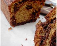 Un quatre-quarts façon marbré: d'un coté bananes au miel & aux et de l'autre chocolat & fleur de sel: un mélange audacieux mais décadent à souhait, c'est une TUERIE!