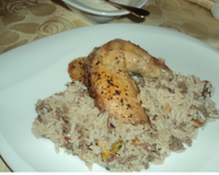 Poulet farci à la viande hachée riz et fruits secs (liban)