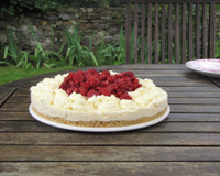 Nuage de chocolat blanc et framboises