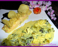 Pavé de saumon sauce moutarde et son croustillant