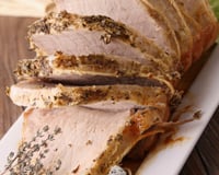 Roti de porc à la moutarde sauce crème échalotes
