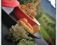 Souris d'Agneau de Sisteron confite au miel de lavande des A.H.P. et romarin-thym accompagné de ses Rattes grenailles