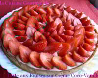Tarte aux fraises sur crème coco-vanille
