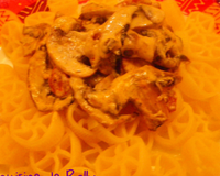 Pasta chorizo, mascarpone, champignons