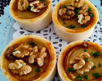 Petits flans roquefort et noix