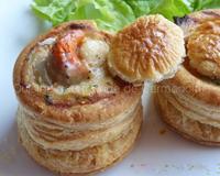 Vol au vent au saumon frais et noix de Saint Jacques