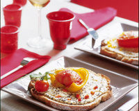 Poivrons confits à la tomate et aux haricots blancs montés à l'ail et à l'huile d'olive