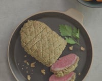 Magret en croûte de noix et pommes caramélisées à la cannelle