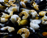 Moules de cordes, crevettes ail et persil