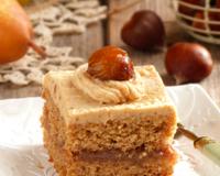 Gâteau aux châtaignes et chèvre frais.