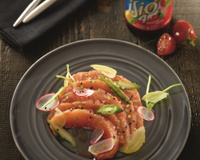 Carpaccio de truite et salade de légume croquants