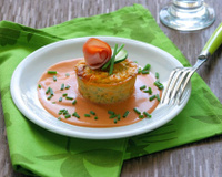 Petits flans aux courgettes, bacon et Ketchup