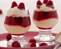 verrines de framboises et crème anglaise