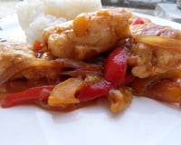 Poisson sauce aigre douce aux 2 poivrons